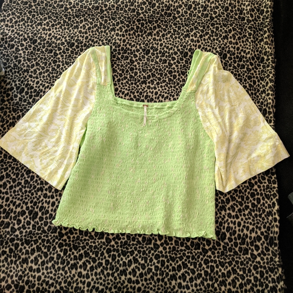NWOT Free People Flounce Sleeve Belly Top